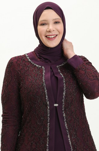 Ensemble de Soirée Deux Pièces Grande Taille  2317-03 Plum 2317-03