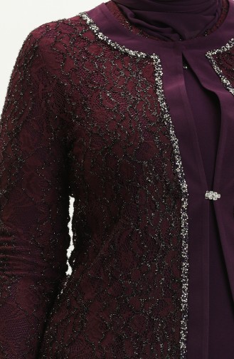 Ensemble de Soirée Deux Pièces Grande Taille  2317-03 Plum 2317-03