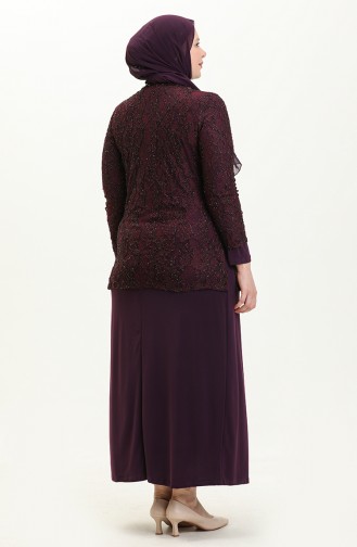 Ensemble de Soirée Deux Pièces Grande Taille  2317-03 Plum 2317-03