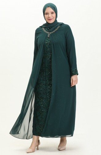 Emerald Green Hijab Evening Dress 2218-01
