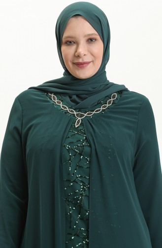 فساتين سهرة بتصميم اسلامي أخضر زمردي 2218-01