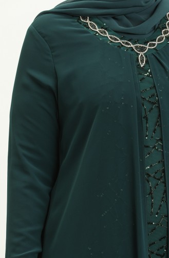 Emerald Green Hijab Evening Dress 2218-01