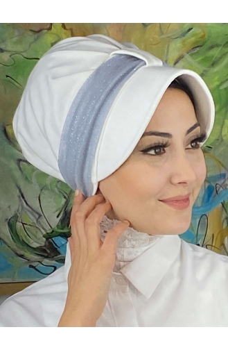 Chapeau écharpe En Mousseline De Soie Argenté Gris Clair Velcro SBT19FSPK16-12 Blanc Gris Clair 19FSPK16-12