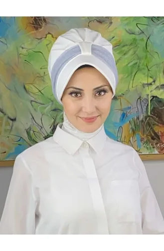 Chapeau écharpe En Mousseline De Soie Argenté Gris Clair Velcro SBT19FSPK16-12 Blanc Gris Clair 19FSPK16-12