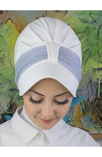 Chapeau écharpe En Mousseline De Soie Argenté Gris Clair Velcro SBT19FSPK16-12 Blanc Gris Clair 19FSPK16-12