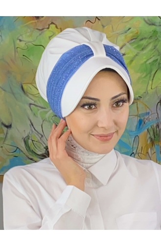 Chapeau écharpe En Mousseline De Soie à Paillettes Gris Clair Velcro SBT19FSPK16-14 Blanc Indigo 19FSPK16-14