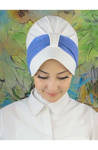 Chapeau écharpe En Mousseline De Soie à Paillettes Gris Clair Velcro SBT19FSPK16-14 Blanc Indigo 19FSPK16-14