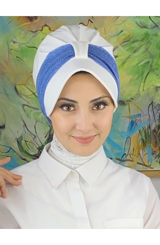 Chapeau écharpe En Mousseline De Soie à Paillettes Gris Clair Velcro SBT19FSPK16-14 Blanc Indigo 19FSPK16-14