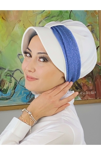 Chapeau écharpe En Mousseline De Soie à Paillettes Gris Clair Velcro SBT19FSPK16-14 Blanc Indigo 19FSPK16-14