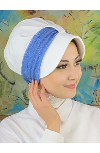 Chapeau écharpe En Mousseline De Soie à Paillettes Gris Clair Velcro SBT19FSPK16-14 Blanc Indigo 19FSPK16-14
