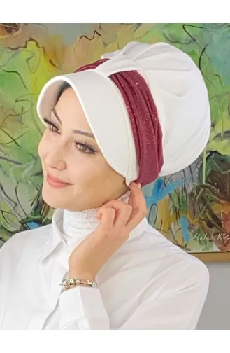 Velcro Light Gray Silvery Chiffon Scarf Hat SBT19FSPK16-02 White Claret Red 19FSPK16-02