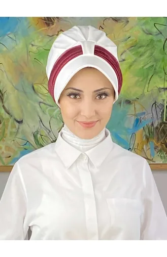 Velcro Light Gray Silvery Chiffon Scarf Hat SBT19FSPK16-02 White Claret Red 19FSPK16-02