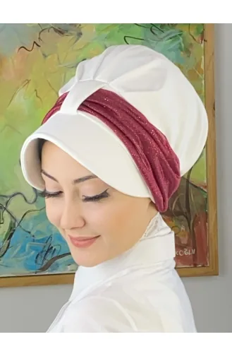 Velcro Light Gray Silvery Chiffon Scarf Hat SBT19FSPK16-02 White Claret Red 19FSPK16-02