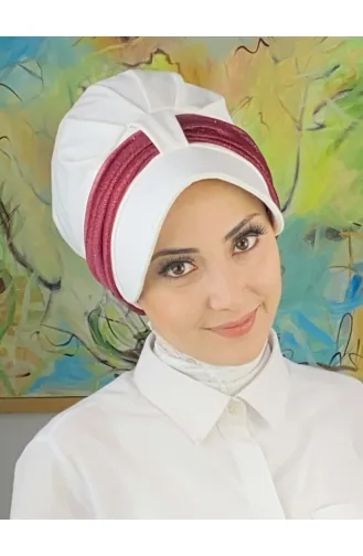 Velcro Light Gray Silvery Chiffon Scarf Hat SBT19FSPK16-02 White Claret Red 19FSPK16-02