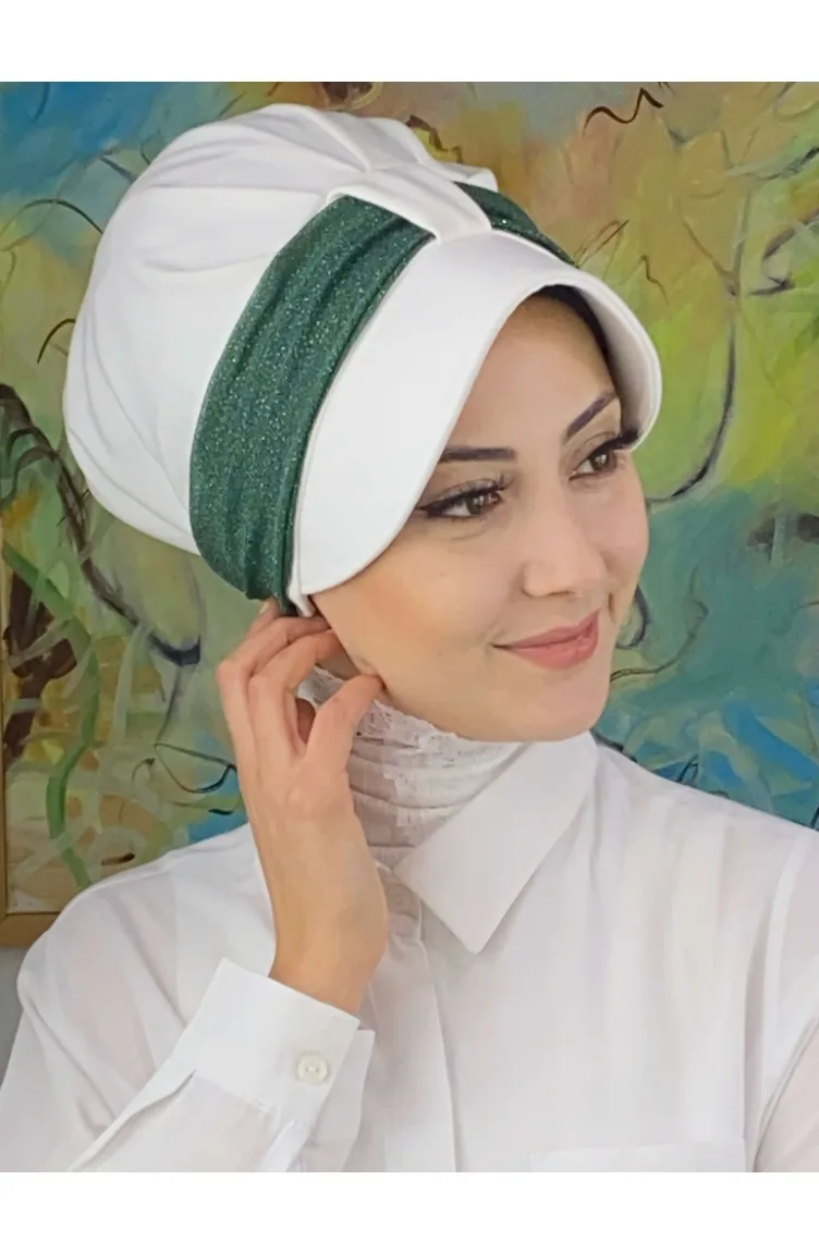 Chapeau écharpe En Mousseline De Soie Gris Clair Argenté Velcro SBT19FSPK16-05 Blanc Vert émeraude 19FSPK16-05