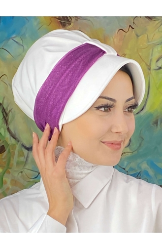 Chapeau écharpe En Mousseline De Soie Gris Clair Argenté Velcro SBT19FSPK16-09 Blanc Violet Clair 19FSPK16-09