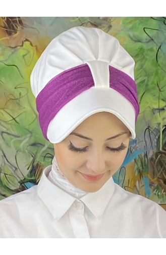 Chapeau écharpe En Mousseline De Soie Gris Clair Argenté Velcro SBT19FSPK16-09 Blanc Violet Clair 19FSPK16-09