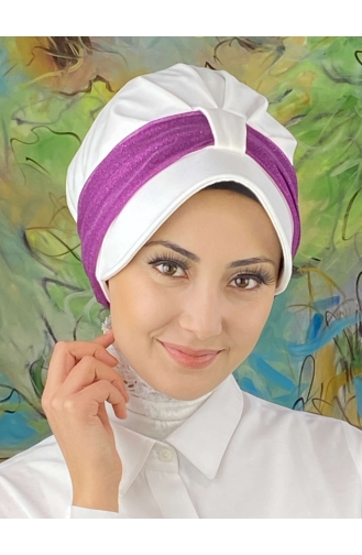 Chapeau écharpe En Mousseline De Soie Gris Clair Argenté Velcro SBT19FSPK16-09 Blanc Violet Clair 19FSPK16-09