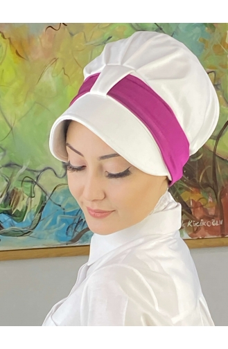 Chapeau écharpe En Mousseline De Soie Française Rouge Velcro SBT19FSPK1-11 Blanc Fuchsia 19FSPK1-11