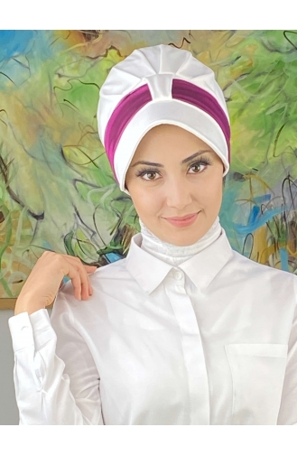 Chapeau écharpe En Mousseline De Soie Française Rouge Velcro SBT19FSPK1-11 Blanc Fuchsia 19FSPK1-11