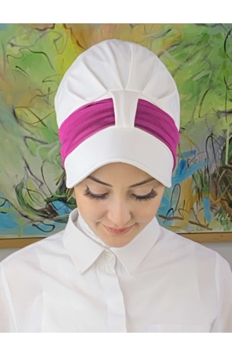 Chapeau écharpe En Mousseline De Soie Française Rouge Velcro SBT19FSPK1-11 Blanc Fuchsia 19FSPK1-11