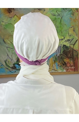 Velcro Red French Chiffon Scarf Hat SBT19FSPK1-07 White Light Purple 19FSPK1-07