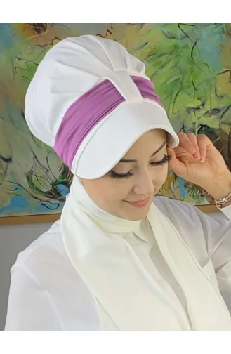 Chapeau écharpe En Mousseline De Soie Française Rouge Velcro SBT19FSPK1-07 Blanc Violet Clair 19FSPK1-07