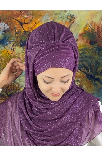 Dark Purple Ready to Wear Turban 4YDSAL1-04