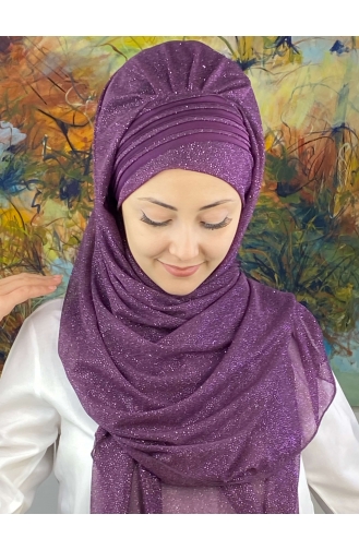 Dark Purple Ready to Wear Turban 4YDSAL1-04