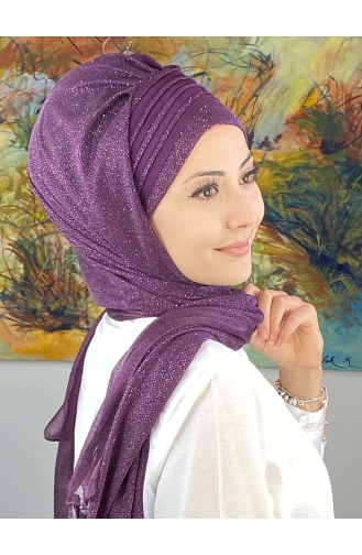 Dark Purple Ready to Wear Turban 4YDSAL1-04