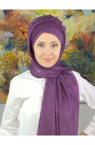 Dark Purple Ready to Wear Turban 4YDSAL1-04