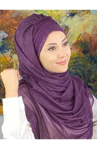 Dark Purple Ready to Wear Turban 4YDSAL1-04