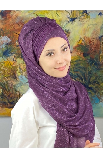 Dark Purple Ready to Wear Turban 4YDSAL1-04