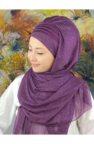 Dark Purple Ready to Wear Turban 4YDSAL1-04