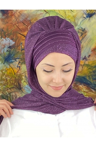 Dark Purple Ready to Wear Turban 4YDSAL1-04