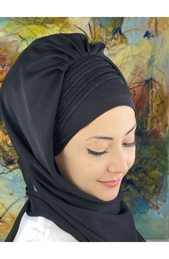Black Ready to Wear Turban 4YDSAL27-14
