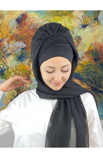 Black Ready to Wear Turban 4YDSAL27-14