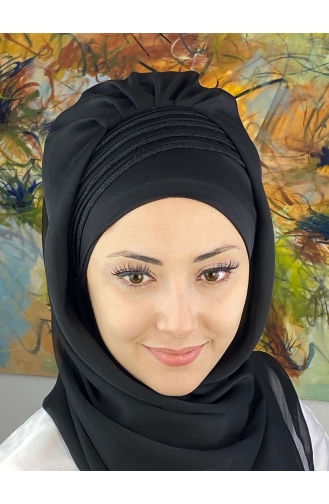 Black Ready to Wear Turban 4YDSAL27-14