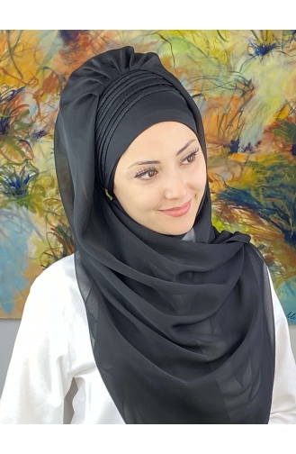 Black Ready to Wear Turban 4YDSAL27-14