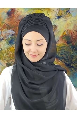 Black Ready to Wear Turban 4YDSAL27-14