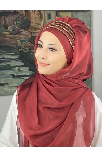 Claret Red Ready to Wear Turban 4YDSAL27-15