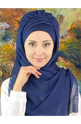 Light Navy Blue Ready to Wear Turban 4YDSAL27-03
