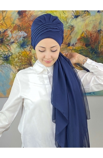 Light Navy Blue Ready to Wear Turban 4YDSAL27-03