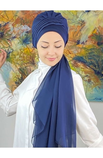 Light Navy Blue Ready to Wear Turban 4YDSAL27-03