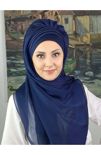 Light Navy Blue Ready to Wear Turban 4YDSAL27-03