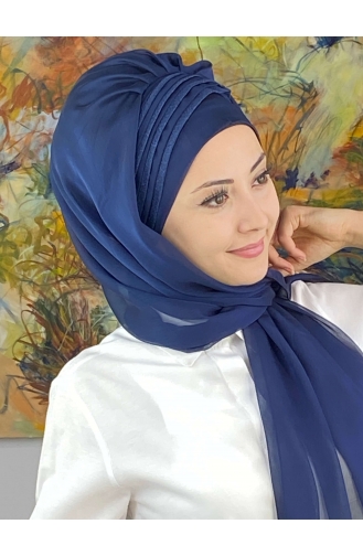 Light Navy Blue Ready to Wear Turban 4YDSAL27-03