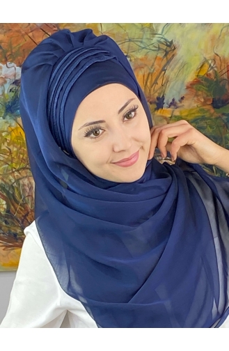 Light Navy Blue Ready to Wear Turban 4YDSAL27-03