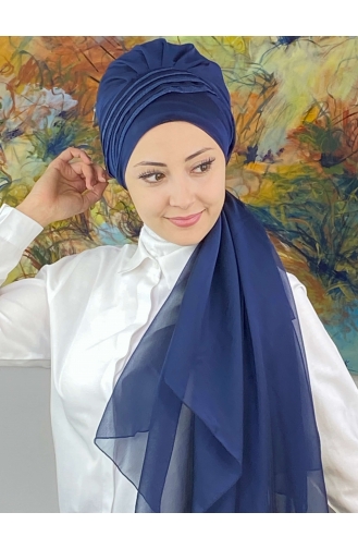 Light Navy Blue Ready to Wear Turban 4YDSAL27-03
