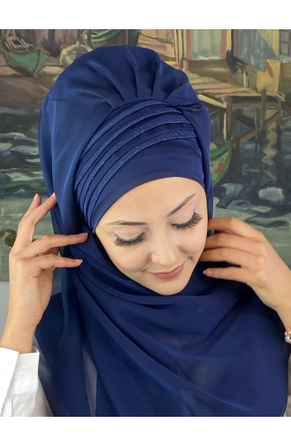 Light Navy Blue Ready to Wear Turban 4YDSAL27-03