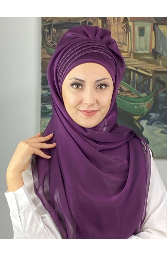 Dark Purple Ready to Wear Turban 4YDSAL27-06